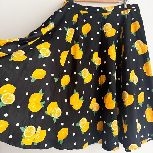 Collectif Lemon Print Skater Skirt 3X NWT - Picture 2 of 4